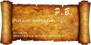 Putics Bertalan névjegykártya
